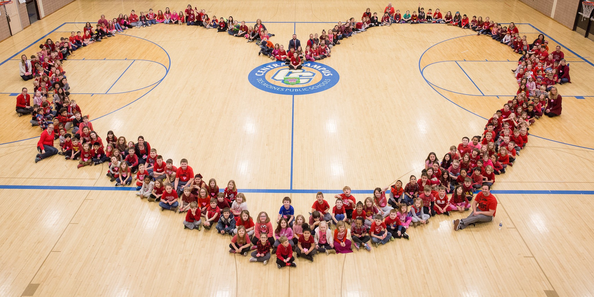 Students in Heart Shape